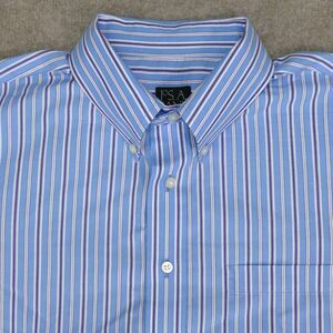 Jos A Bank Executive Shirt Men XL Blue Striped Button Down Long Sleeve